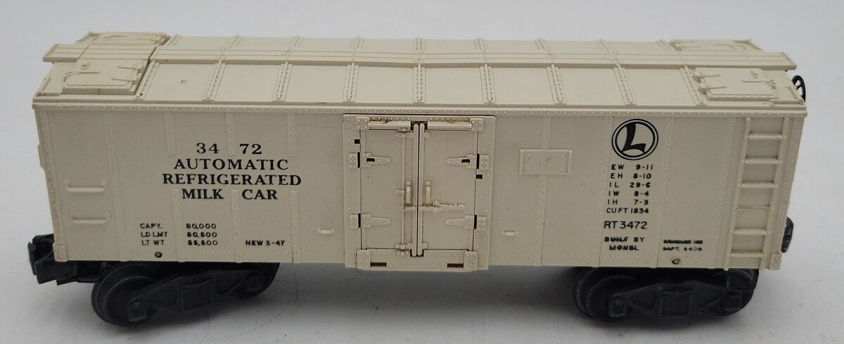 Lionel 3472 O Vintage Operating Milk Car with Platform VG