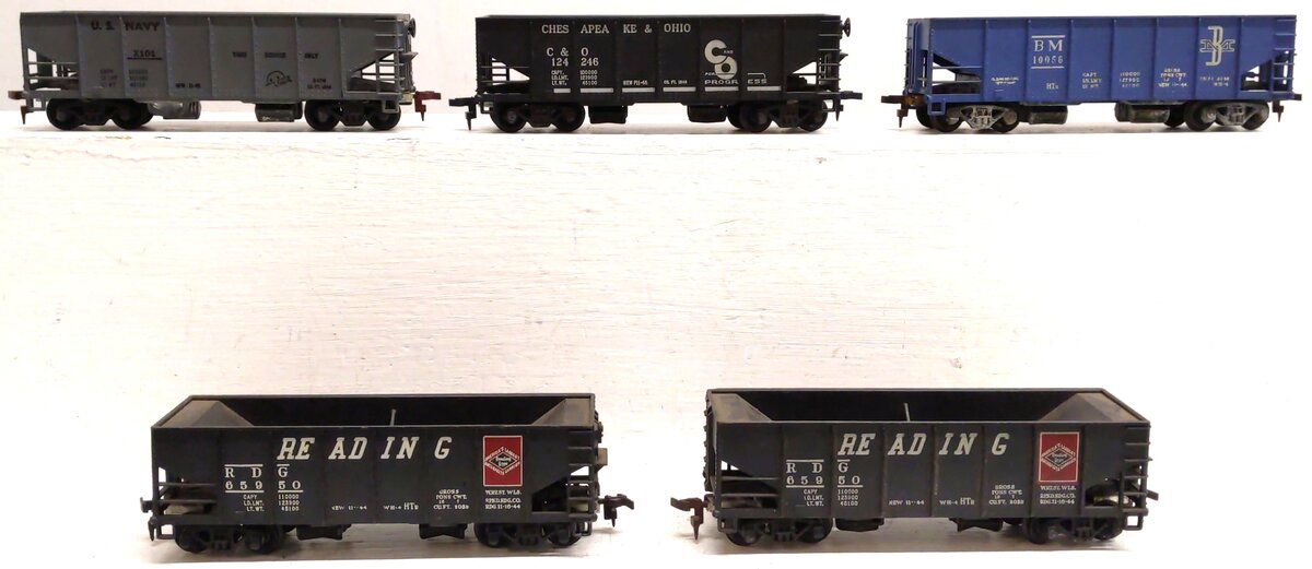 HO Scale Assorted Hopper Cars: 10056, 65950, 124246, X101 [5] VG