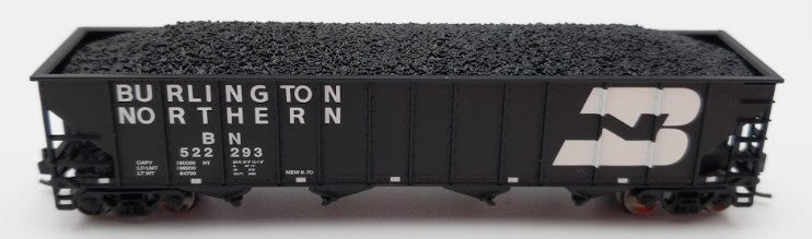 Trainworx Inc 2411-12 N Burlington Northern 100-Ton 4-Bay Hopper #522293 w Coal