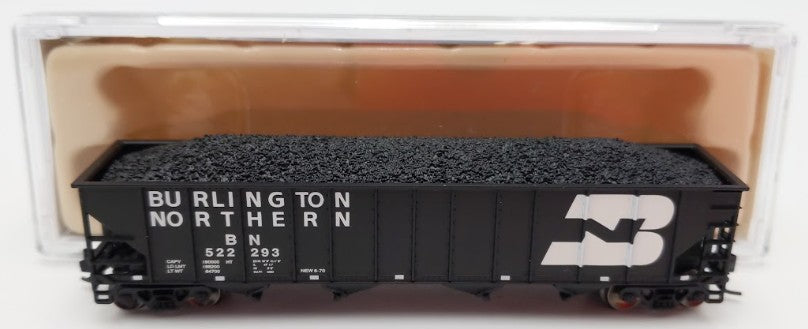 Trainworx Inc 2411-12 N Burlington Northern 100-Ton 4-Bay Hopper #522293 w Coal