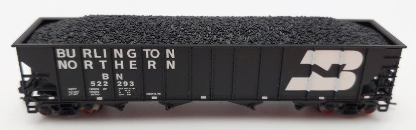 Trainworx Inc 2411-12 N Burlington Northern 100-Ton 4-Bay Hopper #522293 w Coal