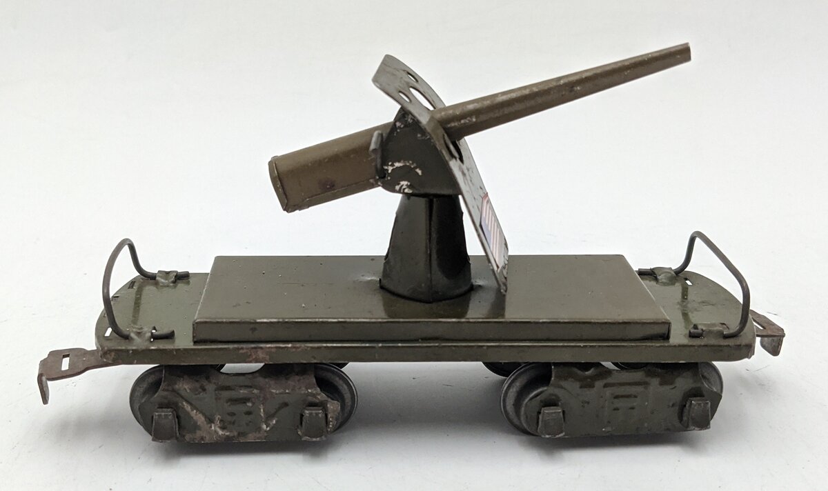 Louis Marx & Co. Vintage O Gauge Army Artillery Flatcar VG