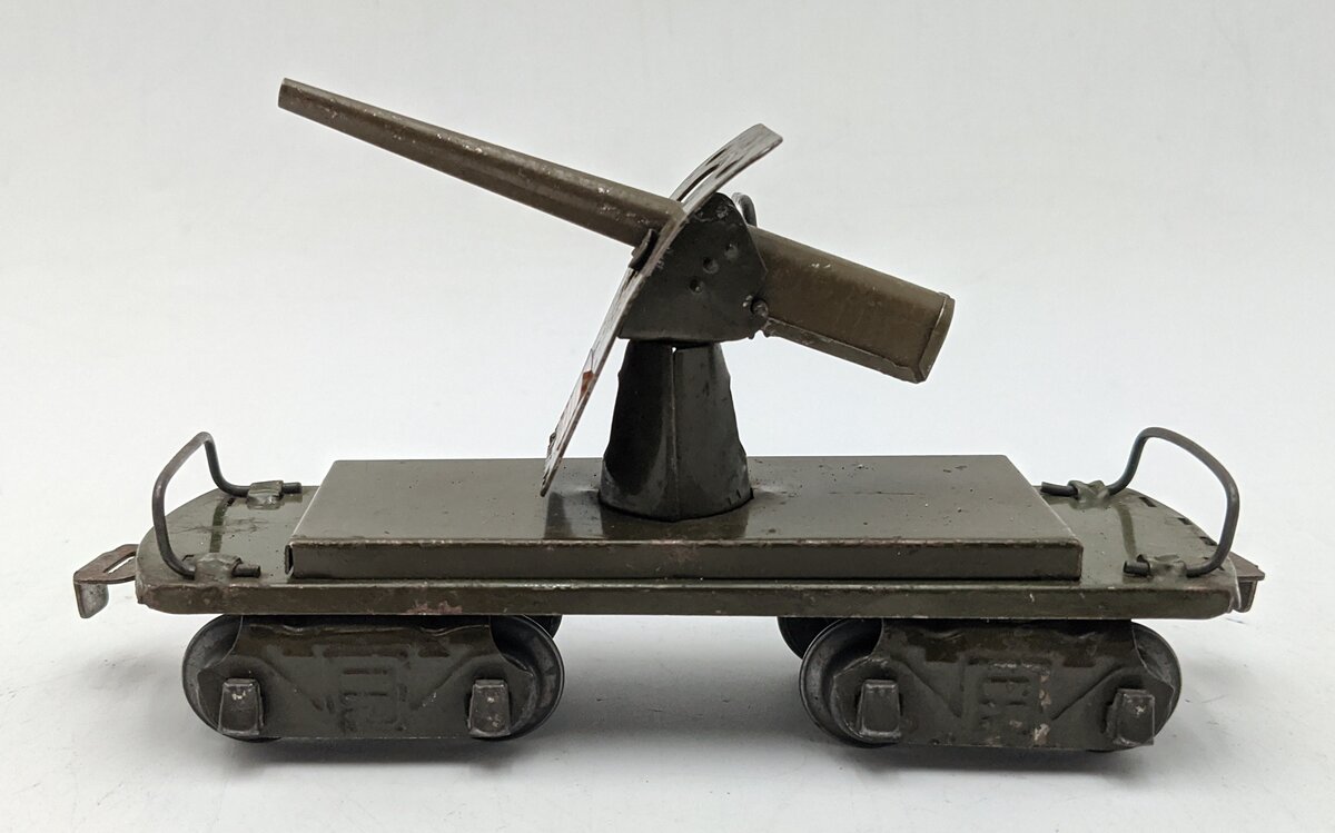 Louis Marx & Co. Vintage O Gauge Army Artillery Flatcar VG