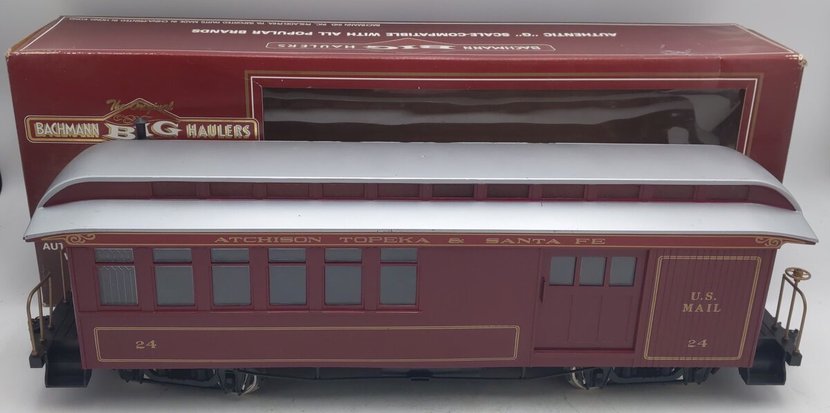 Bachmann 97102 G Scale AT&SF U.S. Mail Combine Car #24 (Metal Wheels) EX/Box