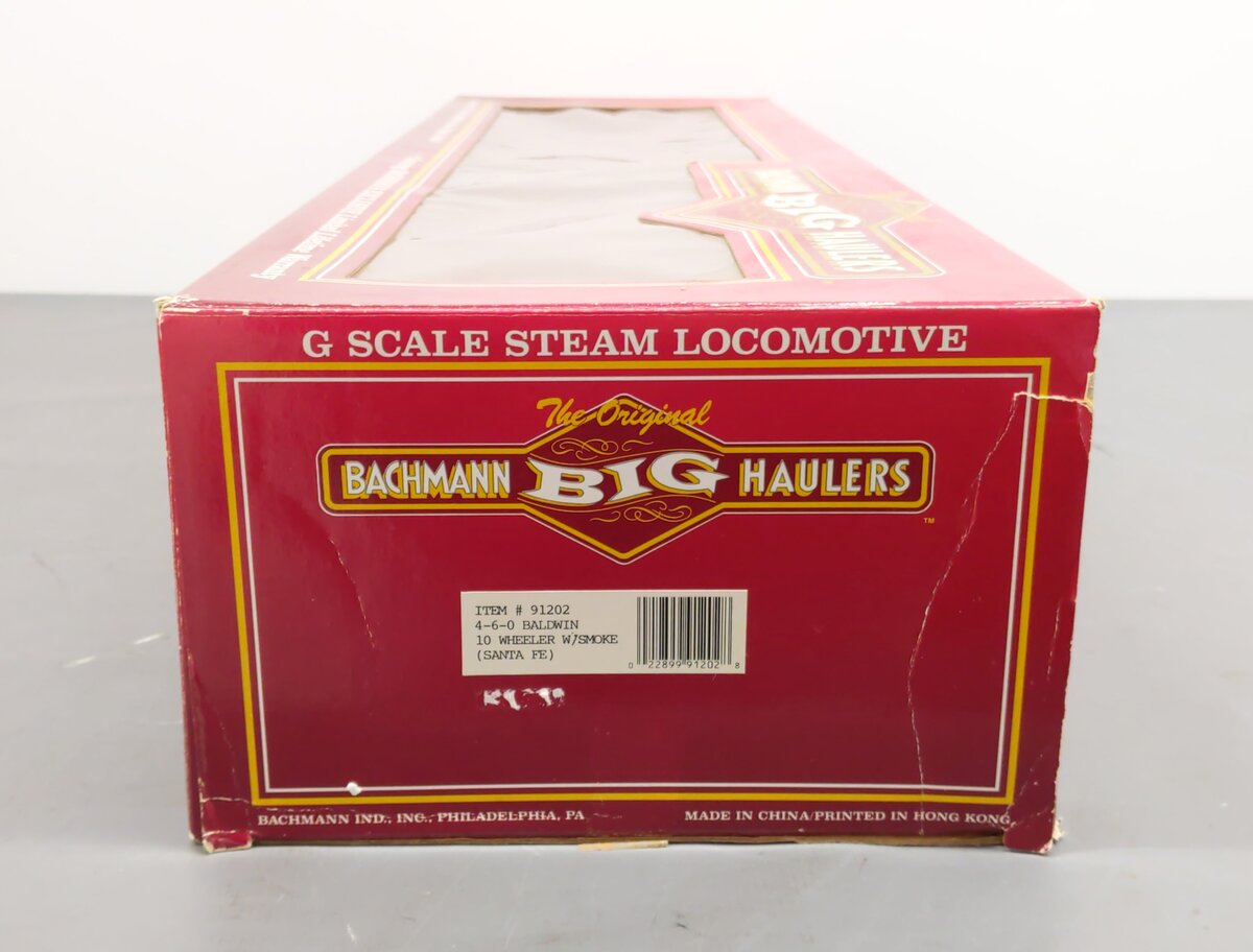 Bachmann 91202 G Scale Santa Fe 4-6-0 Baldwin Steam Locomotive & Tender EX/Box