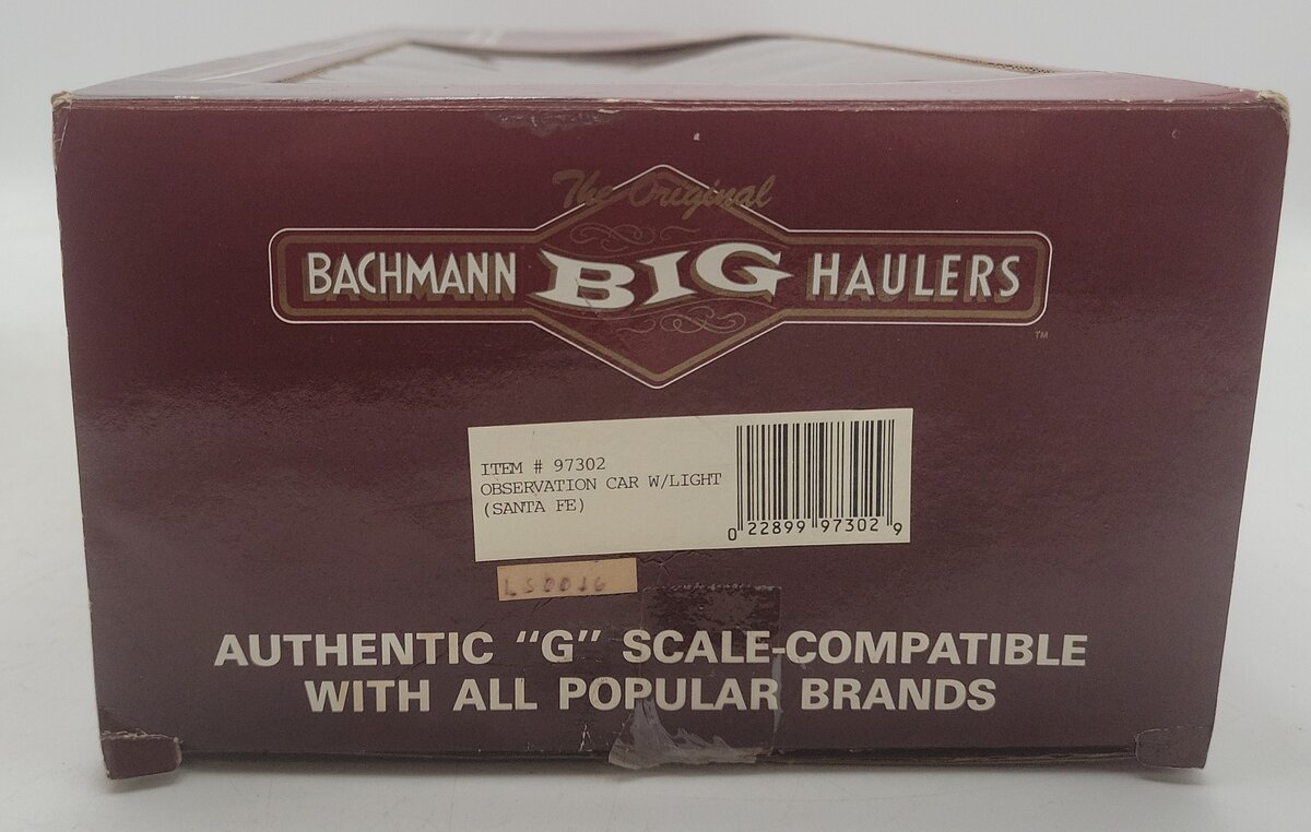 Bachmann 97302 G Scale Santa Fe Observation Car with Light EX/Box