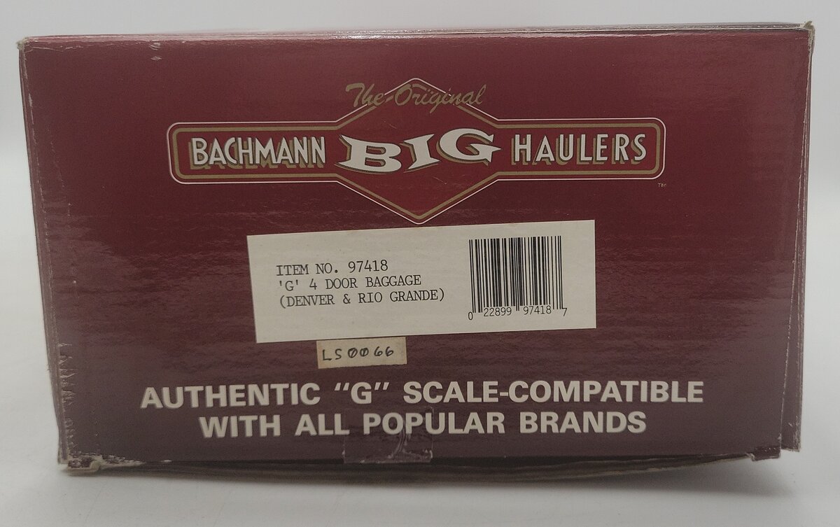 Bachmann 97418 G Scale Denver & Rio Grande Four Door Baggage Car #112 EX/Box