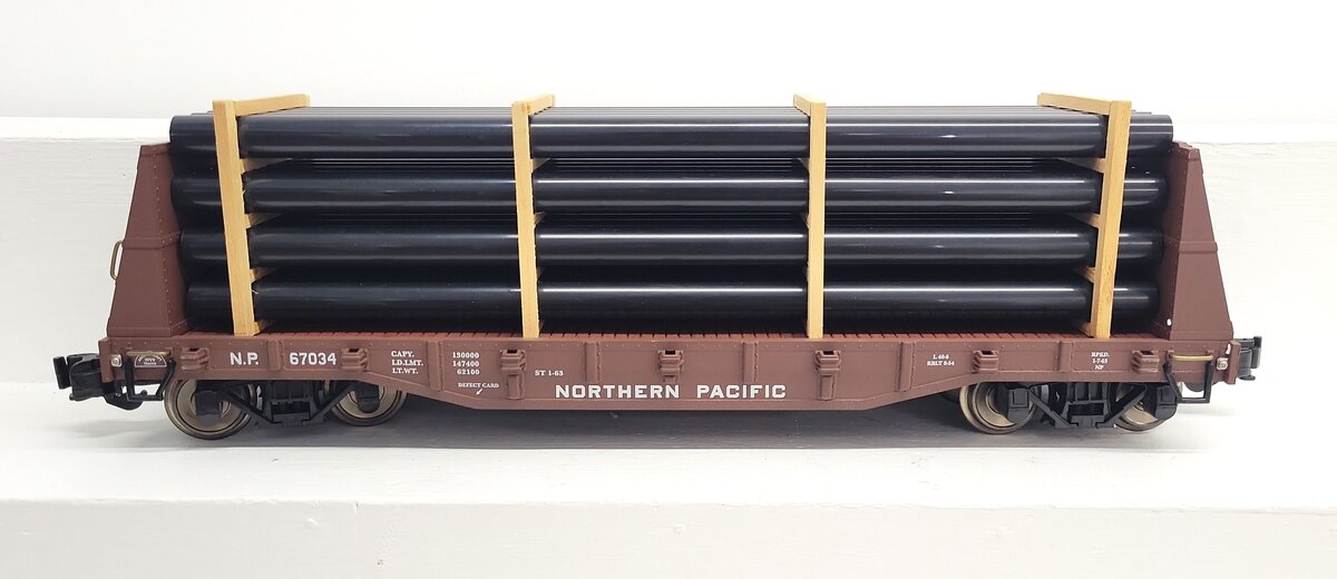 Aristo-Craft 46401 G Northern Pacific Bulkhead Flatcar w/ Load (Metal Wheels) LN/Box