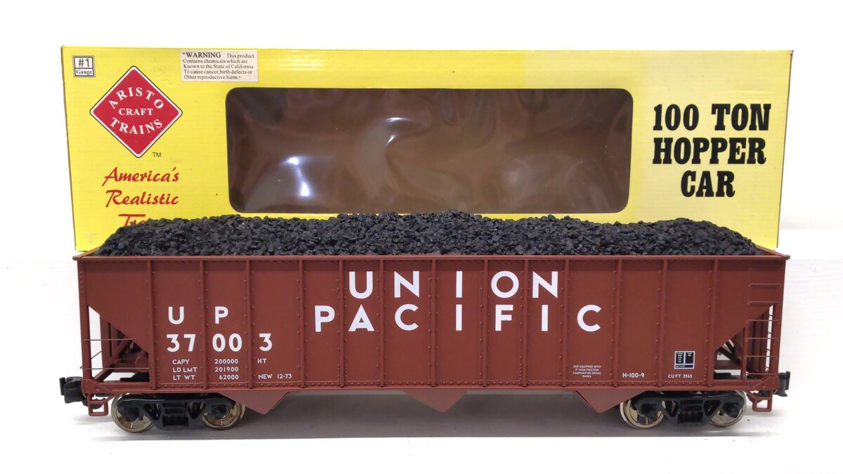 Aristo-Craft 41406 UP 100 Ton Coal Hopper #37003 w/ Custom Load - Metal Wheels LN/Box