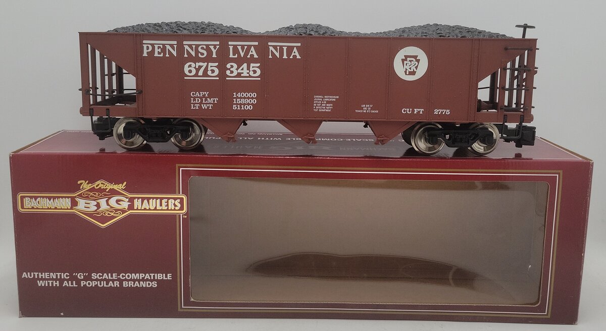 Bachmann 98214 G Pennsylvania 3 Bay Hopper w/ Coal Load- Metal Wheels #675345 EX/Box
