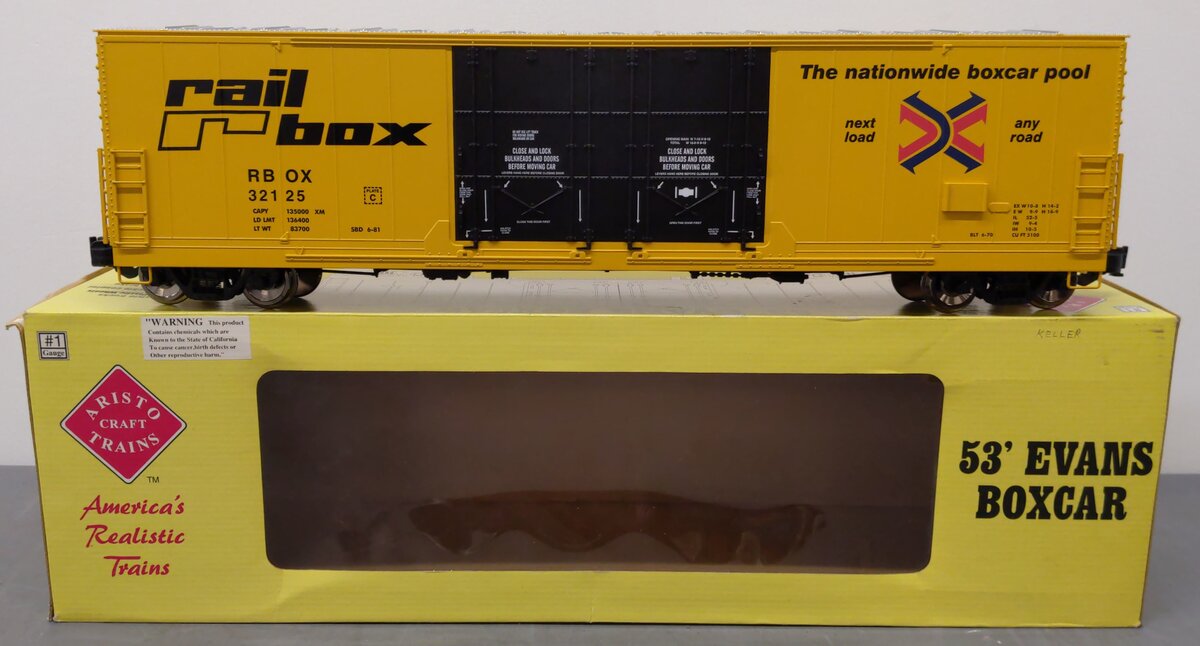 Aristo-Craft 50015 G Scale Railbox 53' Evans Boxcar EX/Box