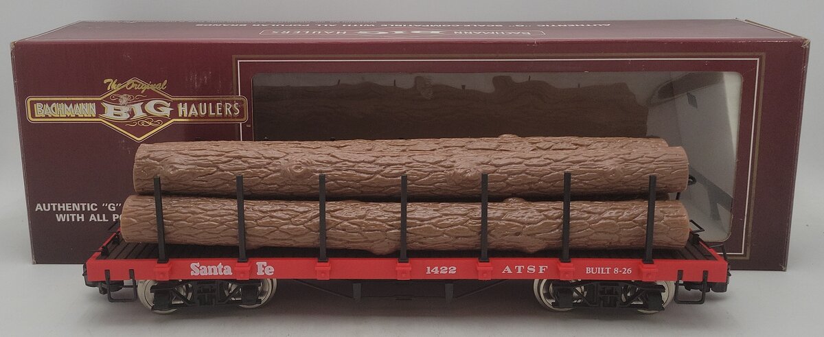 Bachmann 93502 G Santa Fe Flatcar w/ 5 Logs EX/Box
