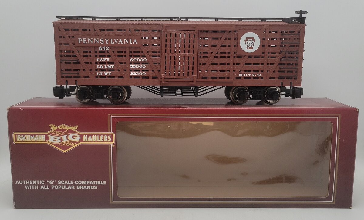 Bachmann 98114 G Scale Pennsylvania Stock Car #642 (Metal Wheels) EX/Box