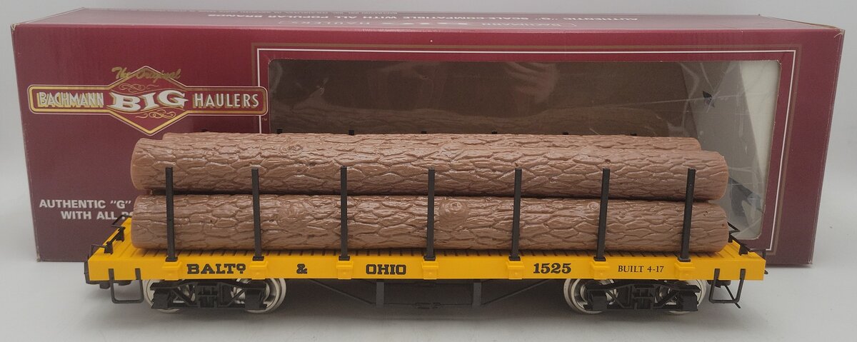 Bachmann 93512 G Scale B&O Flat Car W/Logs #1525 EX/Box