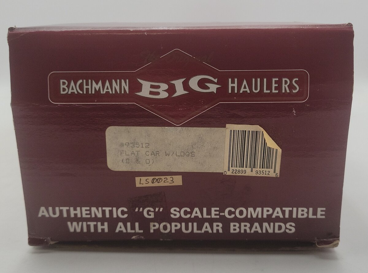 Bachmann 93512 G Scale B&O Flat Car W/Logs #1525 EX/Box