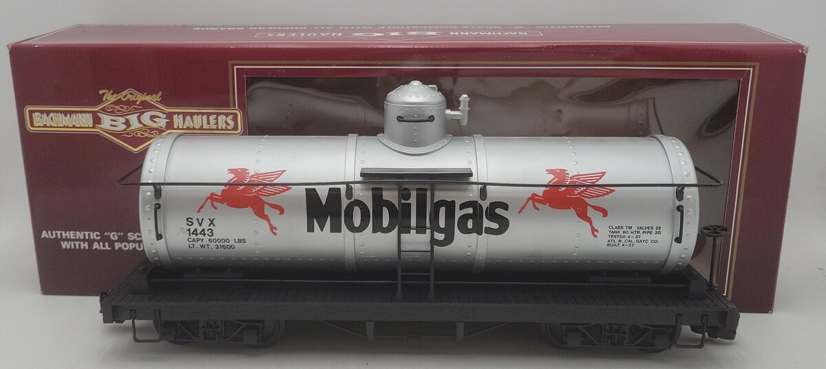 Bachmann 93435 G Scale Mobilgas Single Dome Tank Car #1443 EX/Box