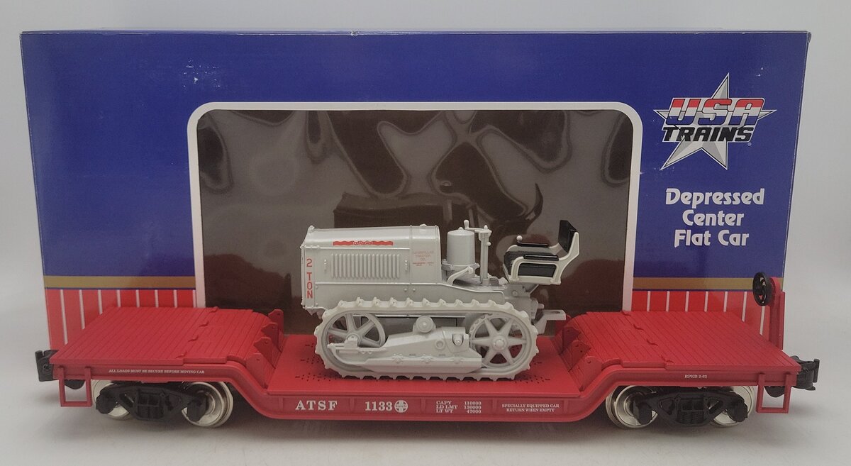 USA Trains 17303 G Scale ATSF Depressed Center Flat Car #1133 EX/Box