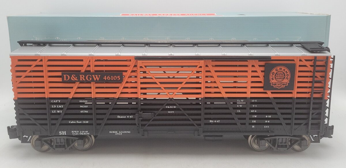 Aristo-Craft 46105 G Scale Denver & Rio Grand Western Stock Car (Metal Wheels) LN/Box