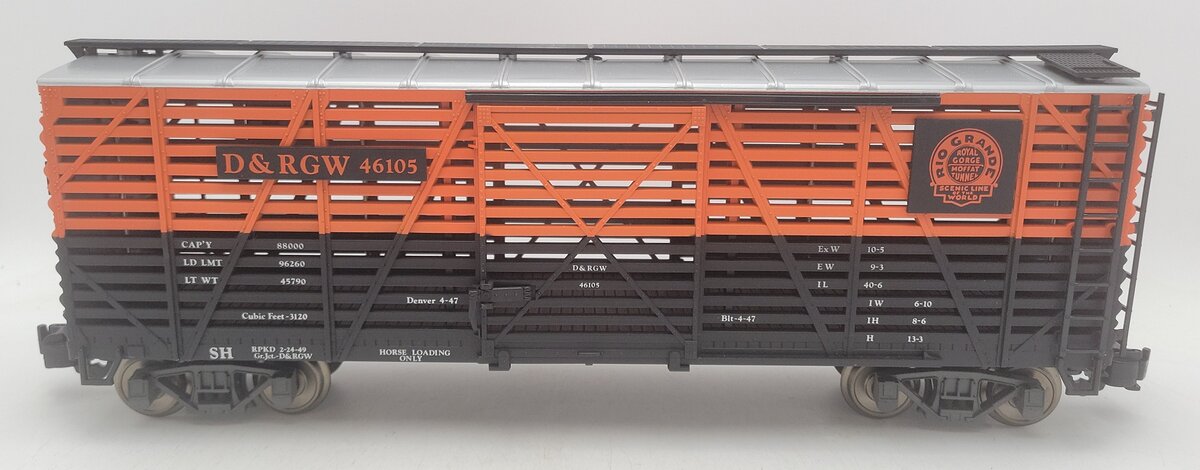 Aristo-Craft 46105 G Scale Denver & Rio Grand Western Stock Car (Metal Wheels) LN/Box