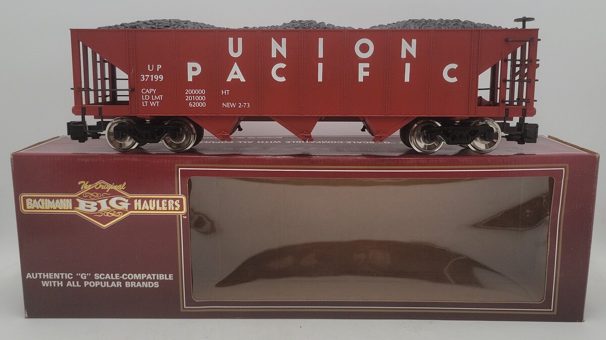 Bachmann 98201 Union Pacific 3 Bay Hopper #37199 w/Coal Load w/Metal Wheels EX/Box