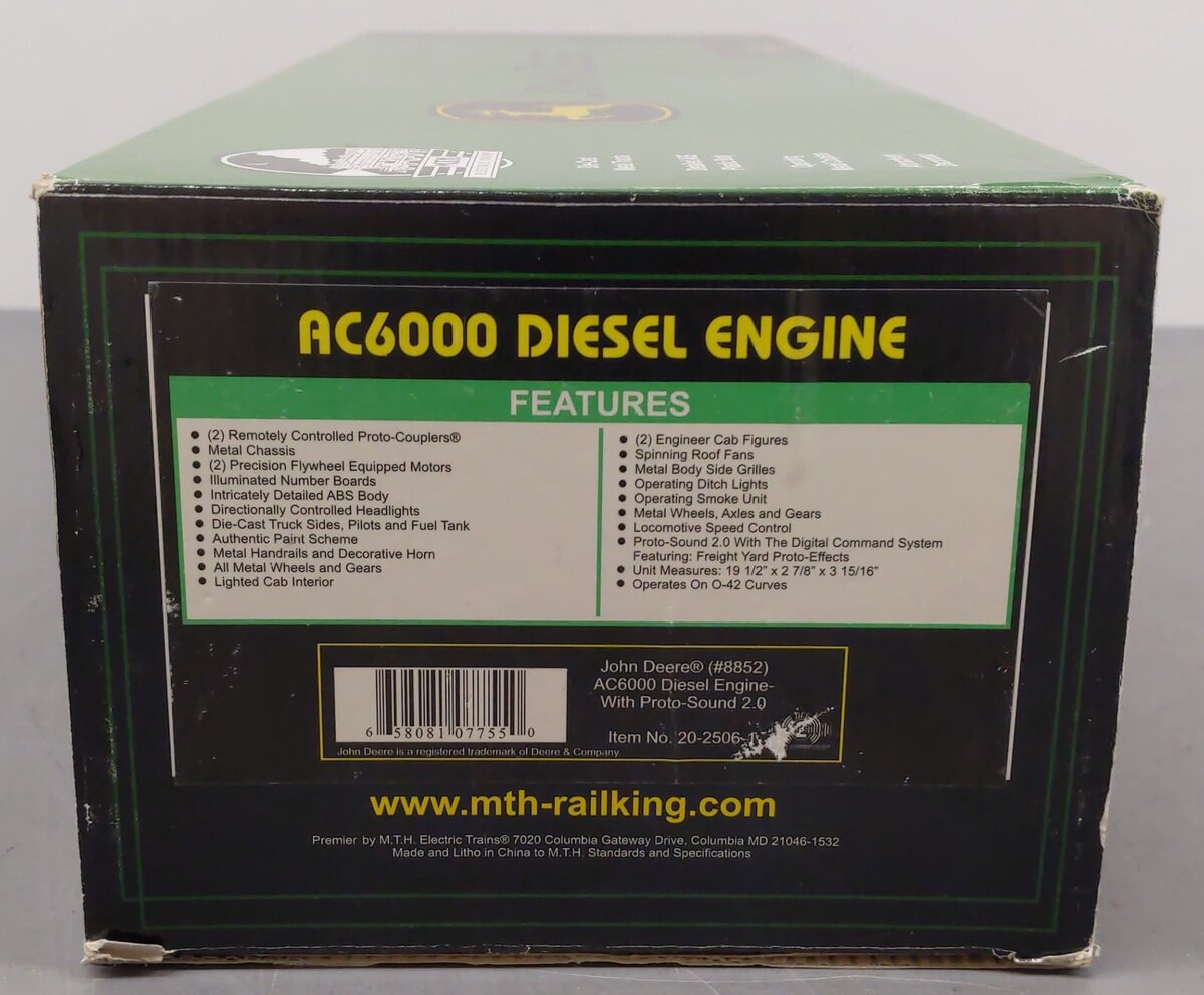 MTH 20-2506-1 O Gauge John Deere AC6000 Diesel Engine w/PS2 VG/Box