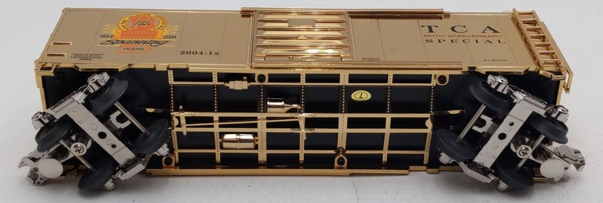 MTH 20-93190 O Gauge TCA 50th Anniversary 18k Gold Box Car EX/Box