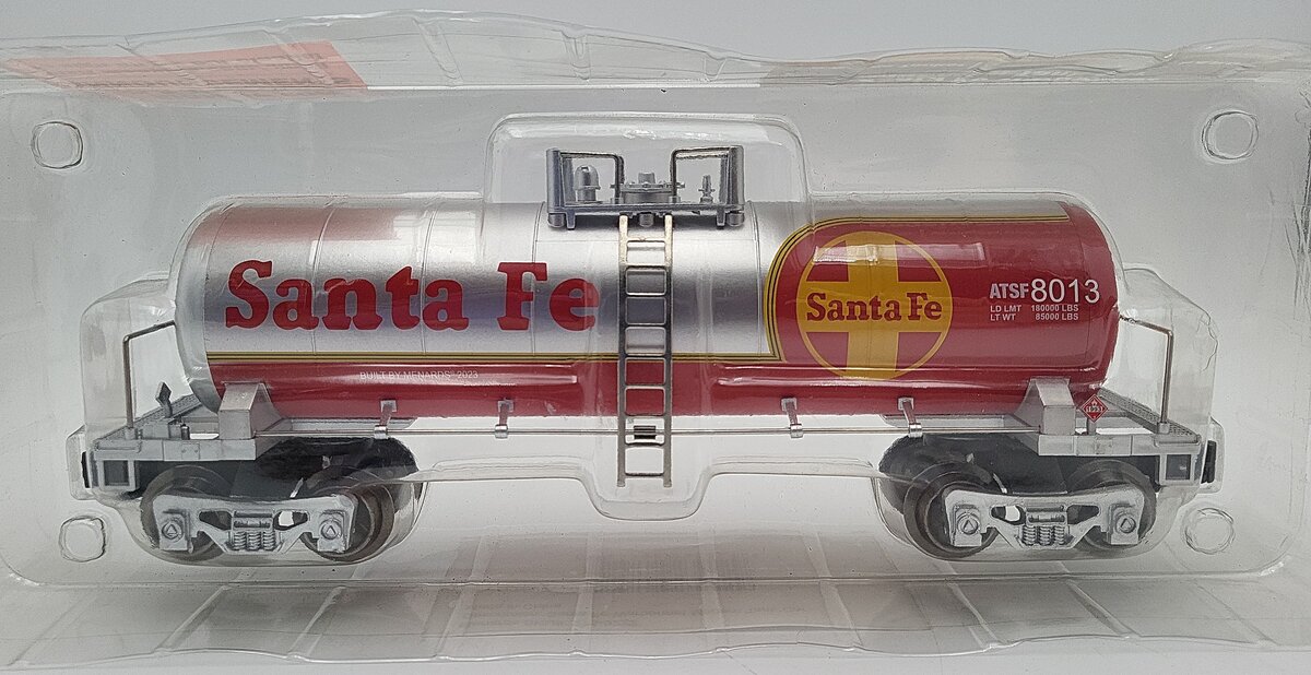Menards 275-9222 O Gauge ATSF Santa Fe Warbonnet Tank Car #8013 NIB