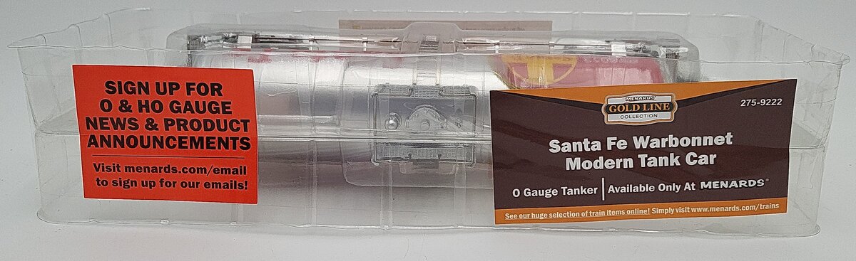 Menards 275-9222 O Gauge ATSF Santa Fe Warbonnet Tank Car #8013 NIB