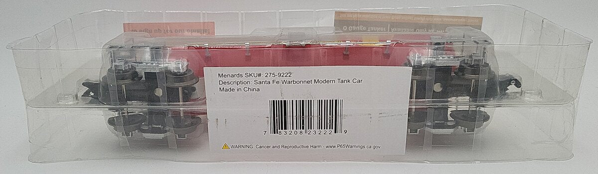 Menards 275-9222 O Gauge ATSF Santa Fe Warbonnet Tank Car #8013 NIB