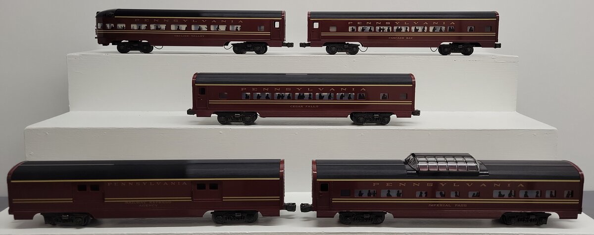 Williams 2802 O Gauge PRR Smooth Side Aluminum 5-Car Passenger Set EX/Box
