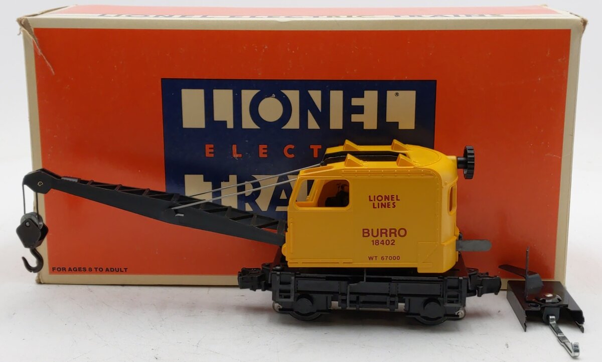 Lionel 6-18402 O Gauge Lionel Lines Operating Burro Crane #18402 EX/Box