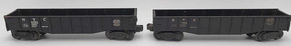 Lionel 6462 Vintage O Gauge New York Central Black Gondola w/No Load [2] EX