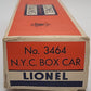 Lionel X3464 Vintage O New York Central Operating Boxcar - Without Steps VG/Box