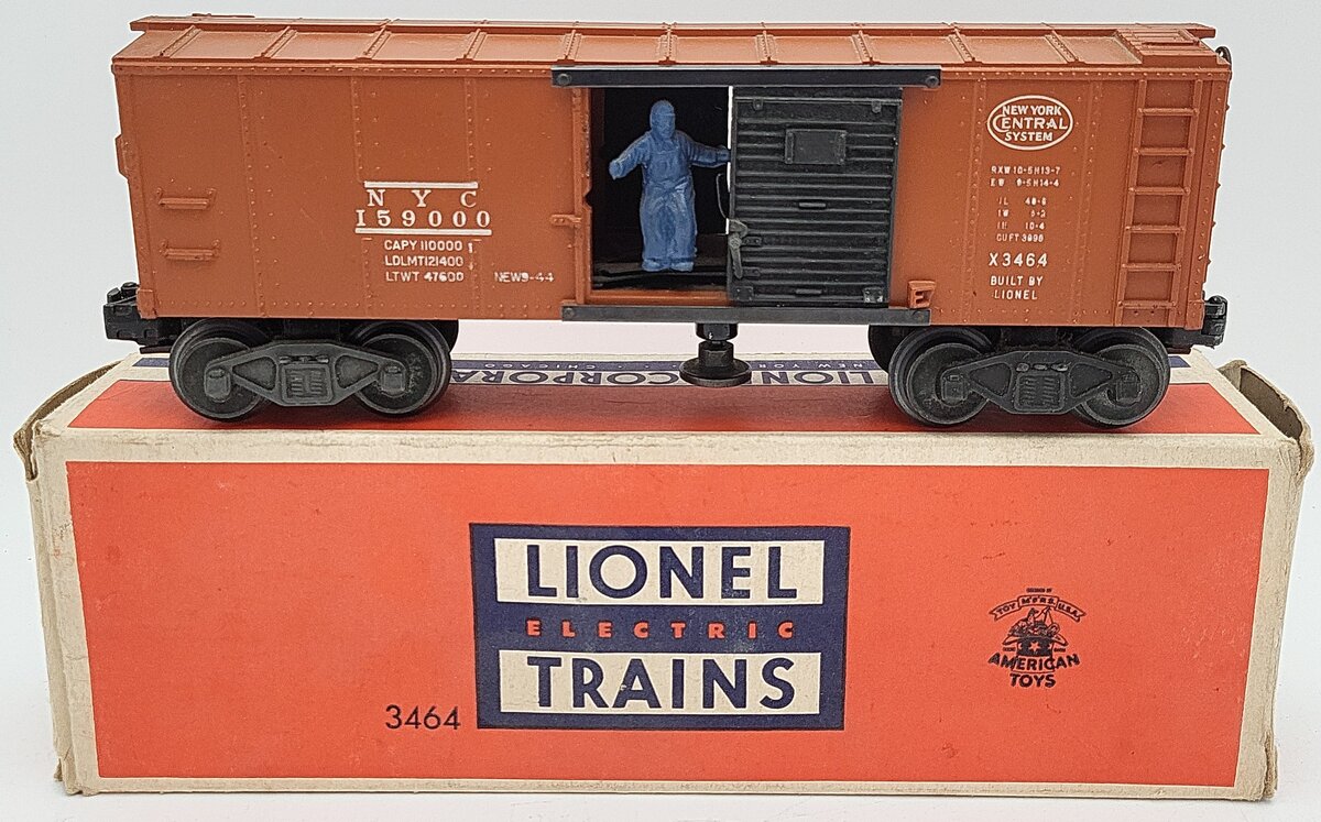 Lionel X3464 Vintage O New York Central Operating Boxcar - Without Steps VG/Box