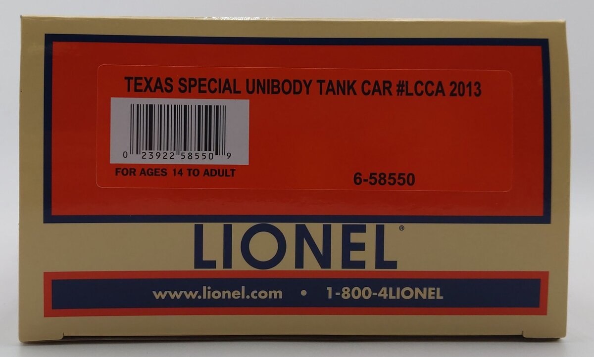 Lionel 6-58550 O Gauge MLR Texas Special Unibody Tank Car #301245 NIB