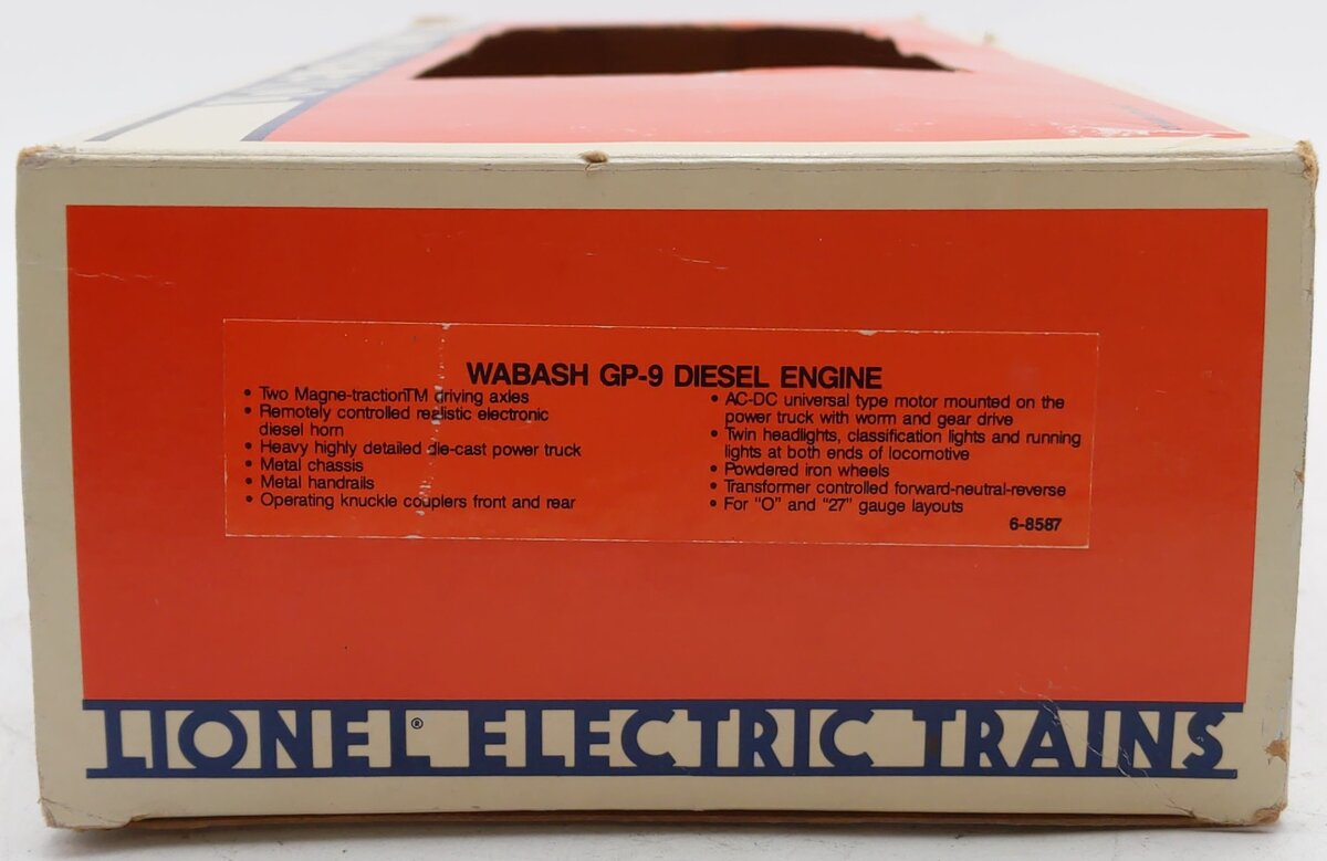 Lionel 6-8587 O Gauge Wabash GP9 Diesel Locomotive (JCP) #484 EX/Box