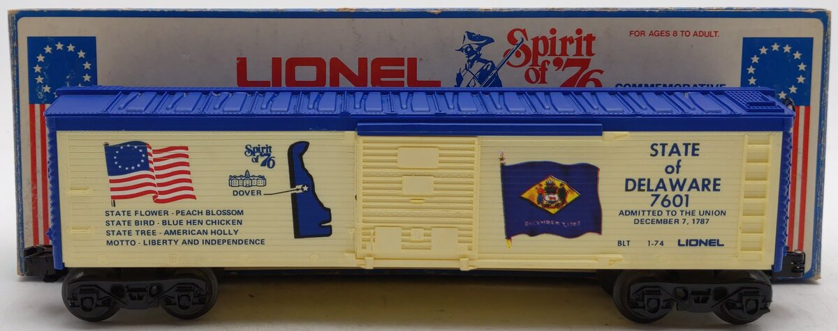 Lionel 6-7601 O Gauge State of Delaware Boxcar EX/Box