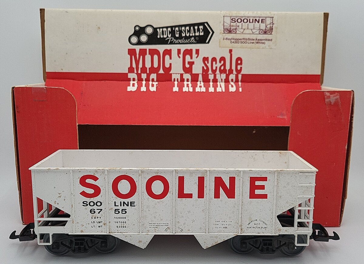 MDC G4202 G Scale SOO Line 2-Bay Hopper Car #6755 VG/Box