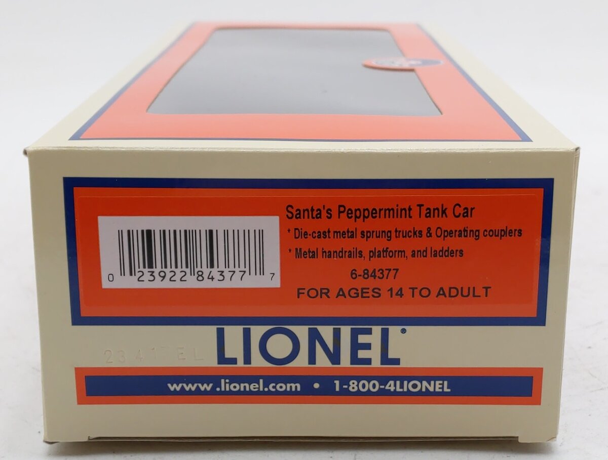Lionel 6-84377 O Gauge Christmas Peppermint Tank Car LN/Box