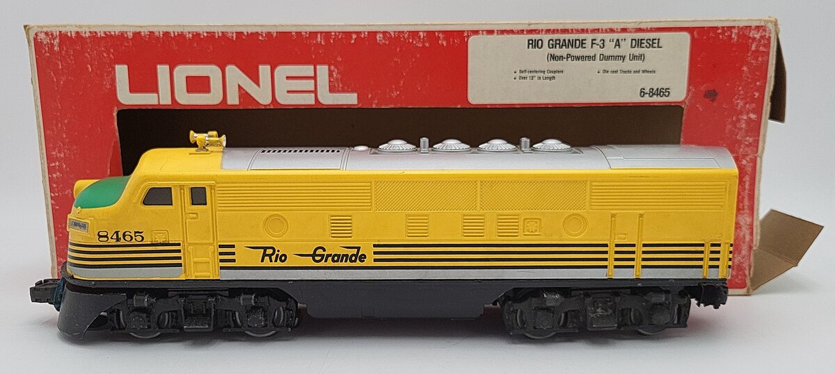 Lionel 6-8465 O Gauge Rio Grande F3A Dummy Diesel Locomotive VG/Box