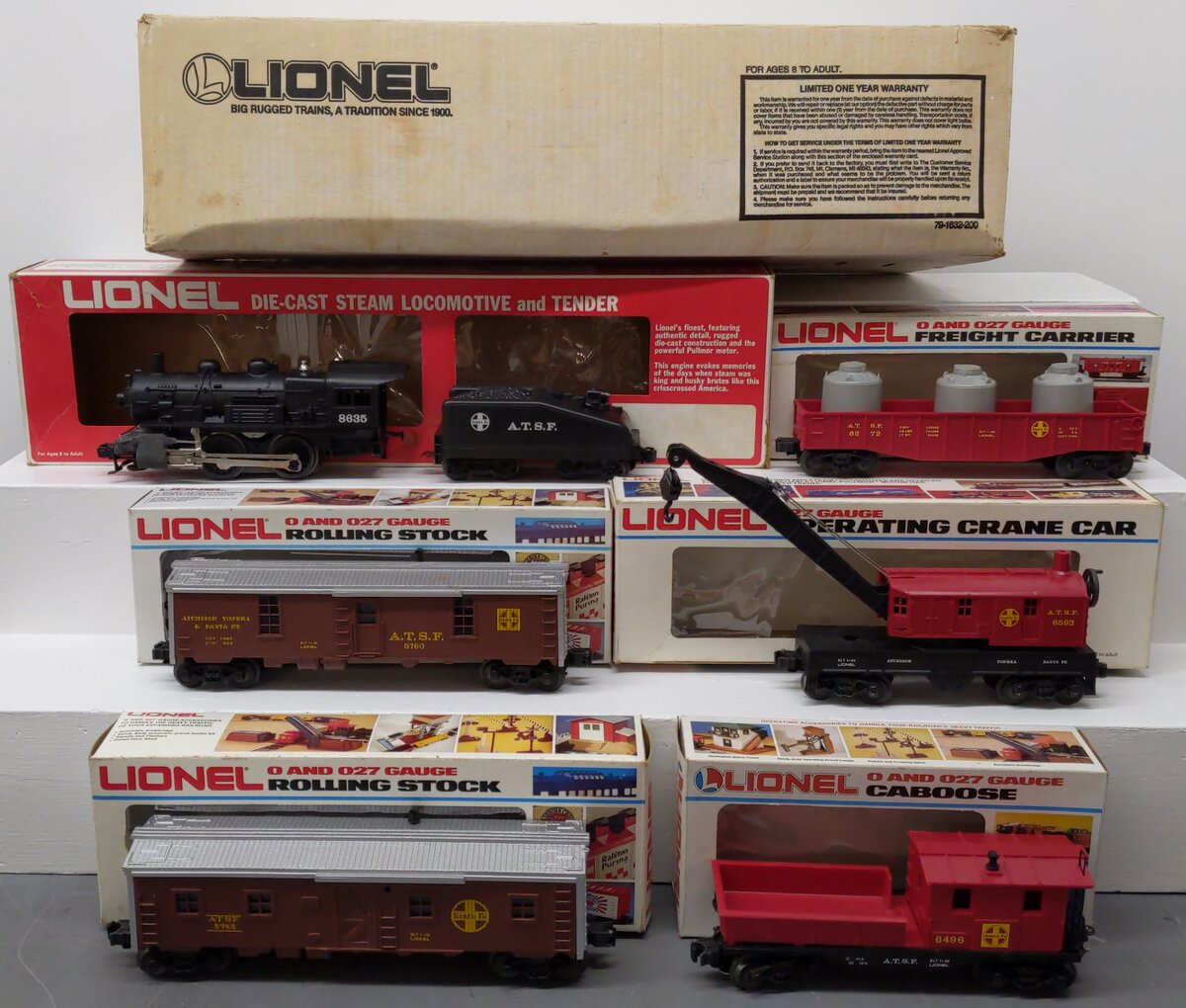 Lionel 9-1632 O Gauge Santa Fe Work Train Steam Train Set EX/Box