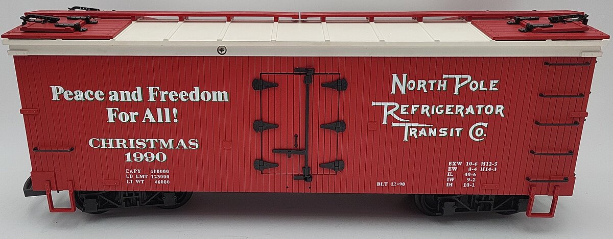 USA Trains 1620 G 1990 Christmas Reefer Car VG/Box