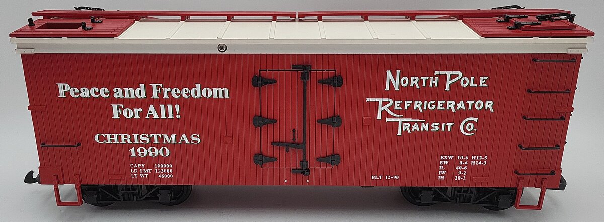 USA Trains 1620 G 1990 Christmas Reefer Car VG/Box