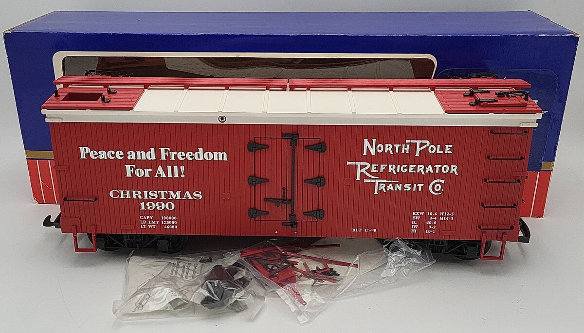 USA Trains 1620 G 1990 Christmas Reefer Car VG/Box