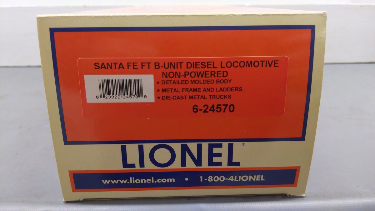Lionel 6-24570 O Gauge Santa Fe FT B-Unit Non-Powered Diesel B-Unit EX/Box