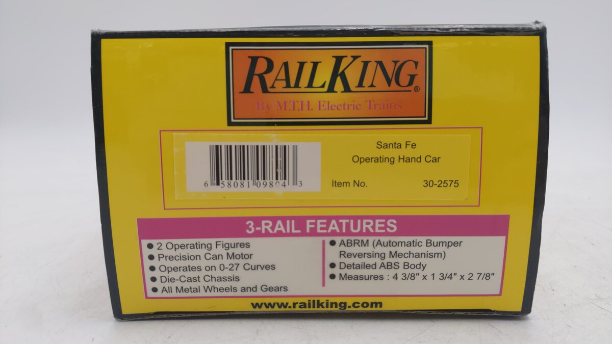 MTH 30-2575 Santa Fe Operating Hand Car EX/Box
