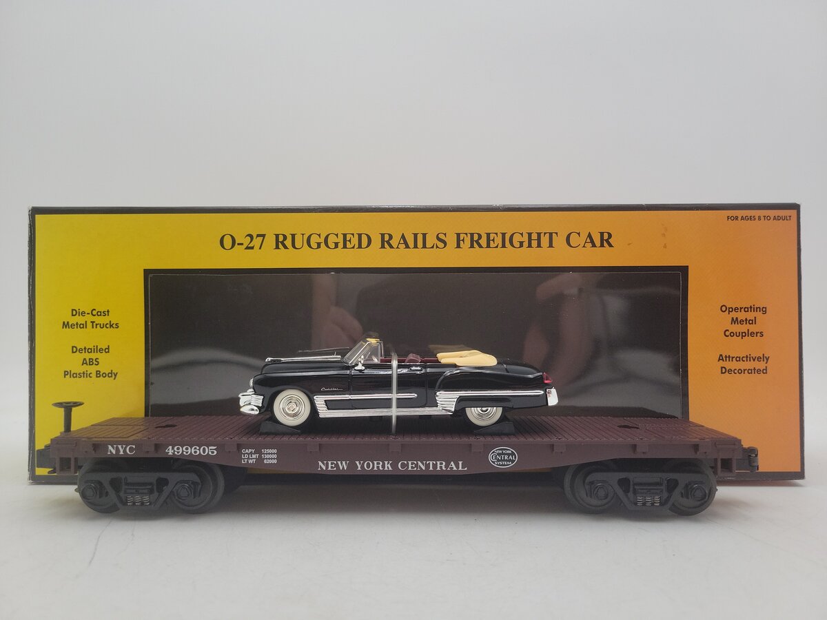 MTH 33-7608 O Gauge NYC Flat Car w/'49 Black Cadillac EX/Box