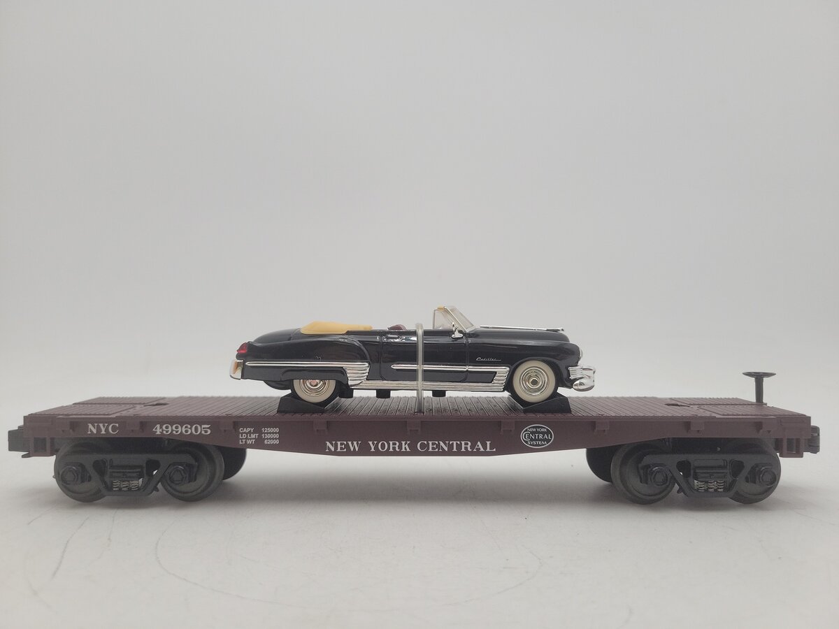 MTH 33-7608 O Gauge NYC Flat Car w/'49 Black Cadillac EX/Box