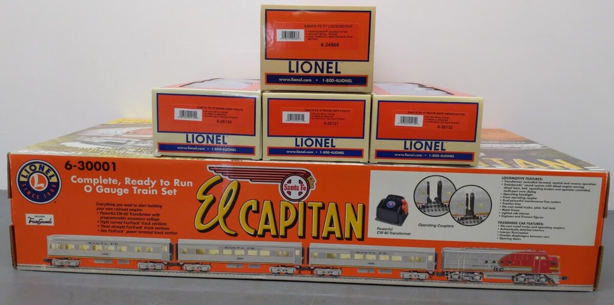 Lionel 6-30001 O Gauge Santa Fe El Capitan Diesel Passenger Train Set VG/Box