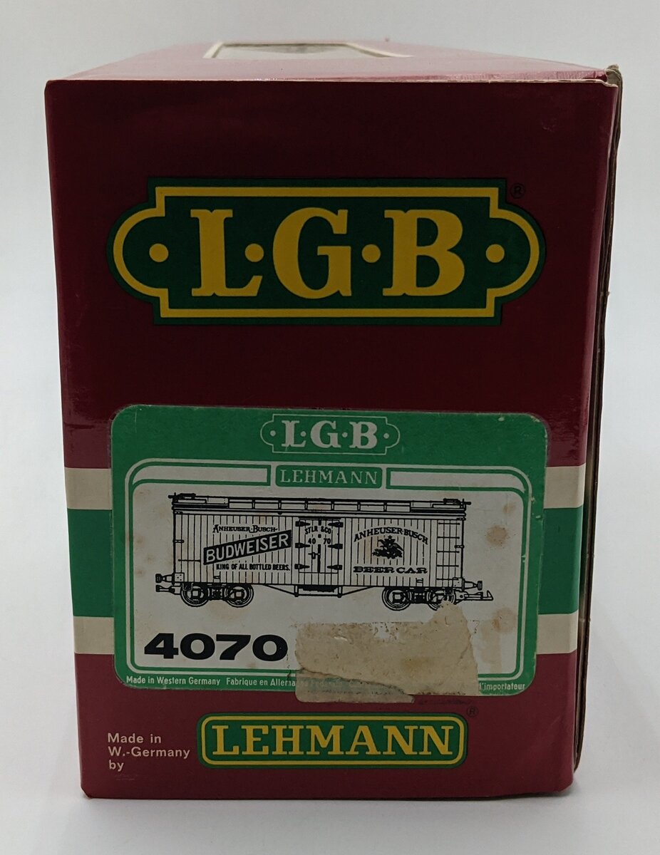 LGB 4070 G Scale Budweiser Woodside Reefer Car #4070 VG/Box